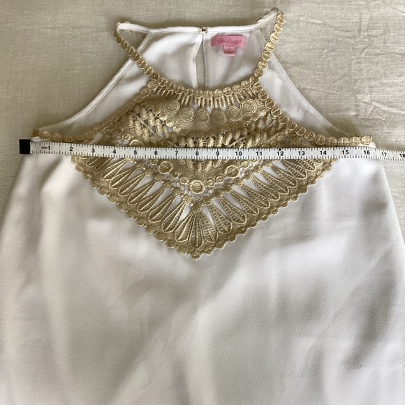 Lily Pulitzer Pearl Shift Dress Size 2 White Gold - Picture 11 of 14